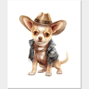 Cowboy Chihuahua Dog Posters and Art